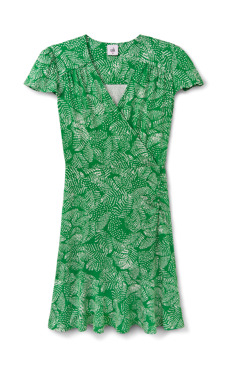 cabi green leaf dress Cabi Wrap Front Shift Dress