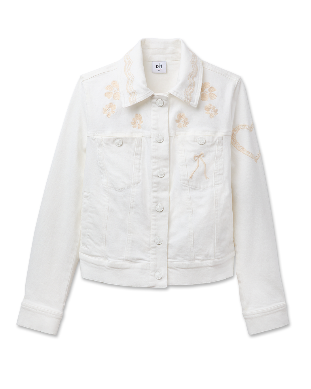 Bibiy.　MEGAN LAME JACKET ホワイト Women's White Denim Jacket | Ladybird Jacket | Cabi – Cabi Clothing