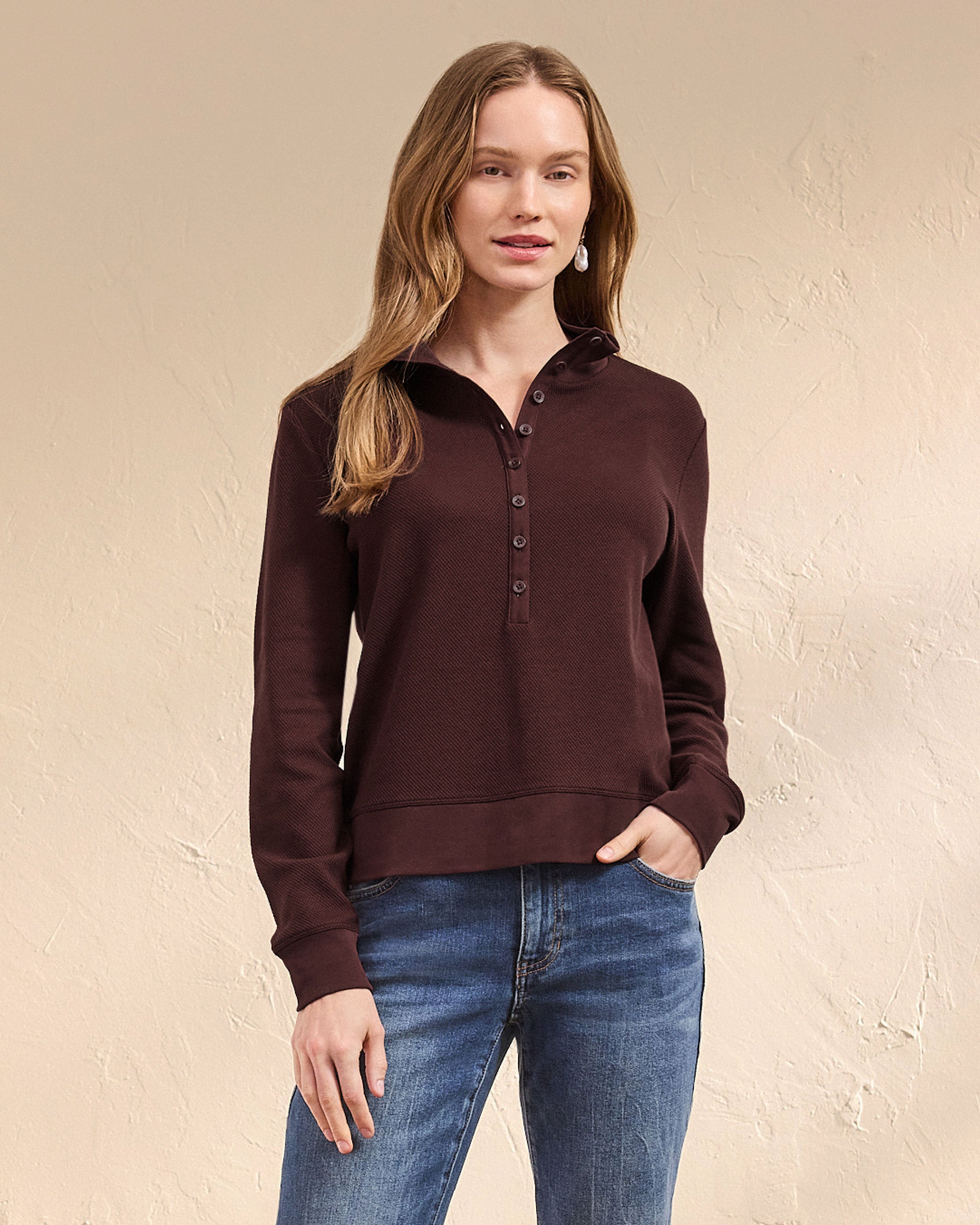 Women's Waffle Knit Henley | Nonchalant Henley – Cabi Clothing