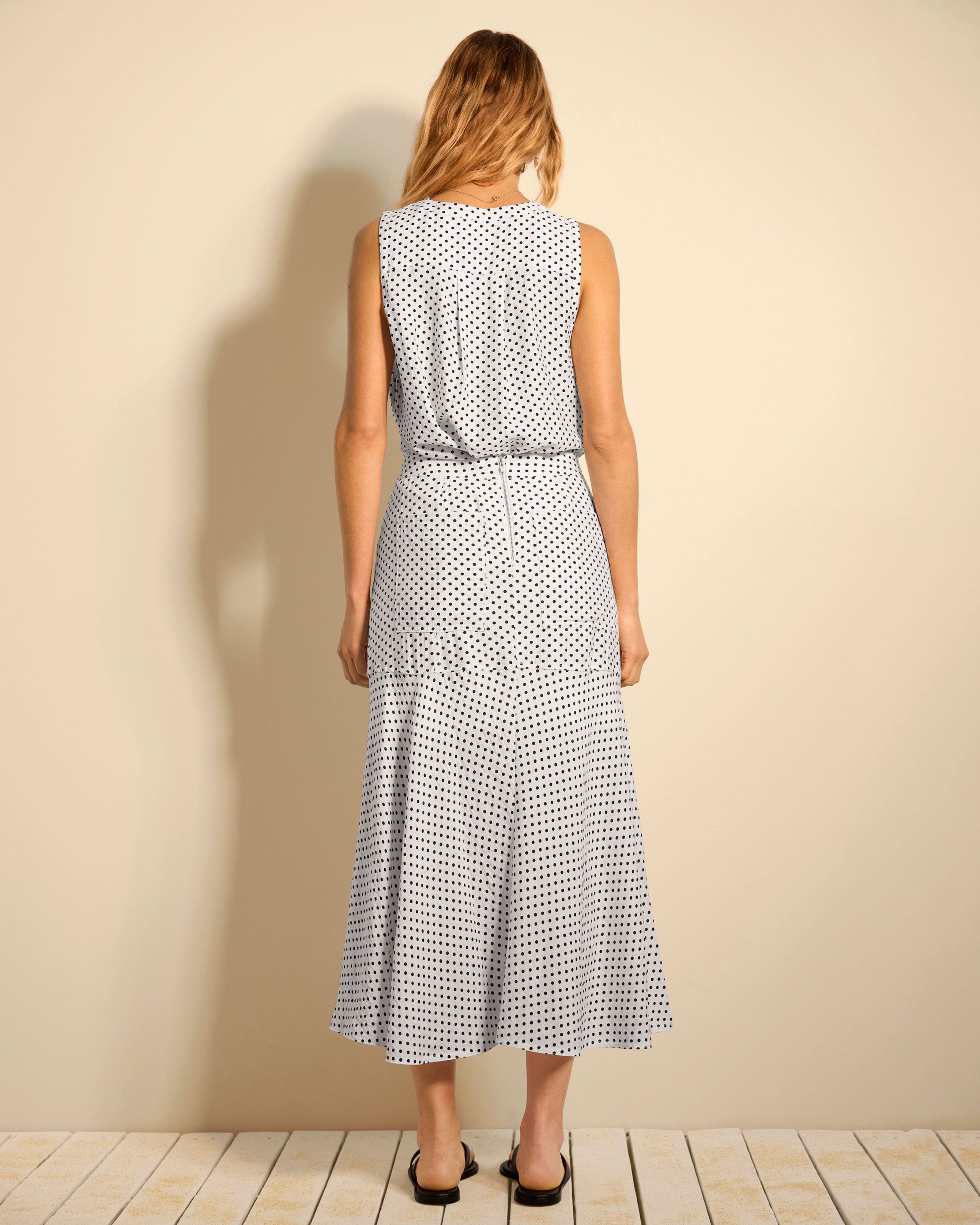Women's Sleeveless White and Black Polka Dot Top | Spot On Top