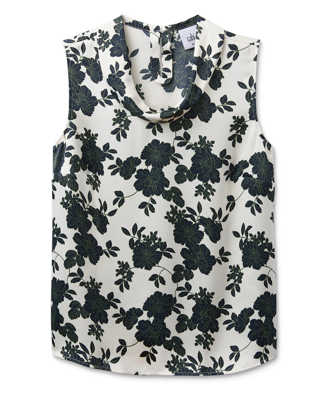 Women’s Sleeveless White and Black Floral Top BIjou Top Cabi Cabi