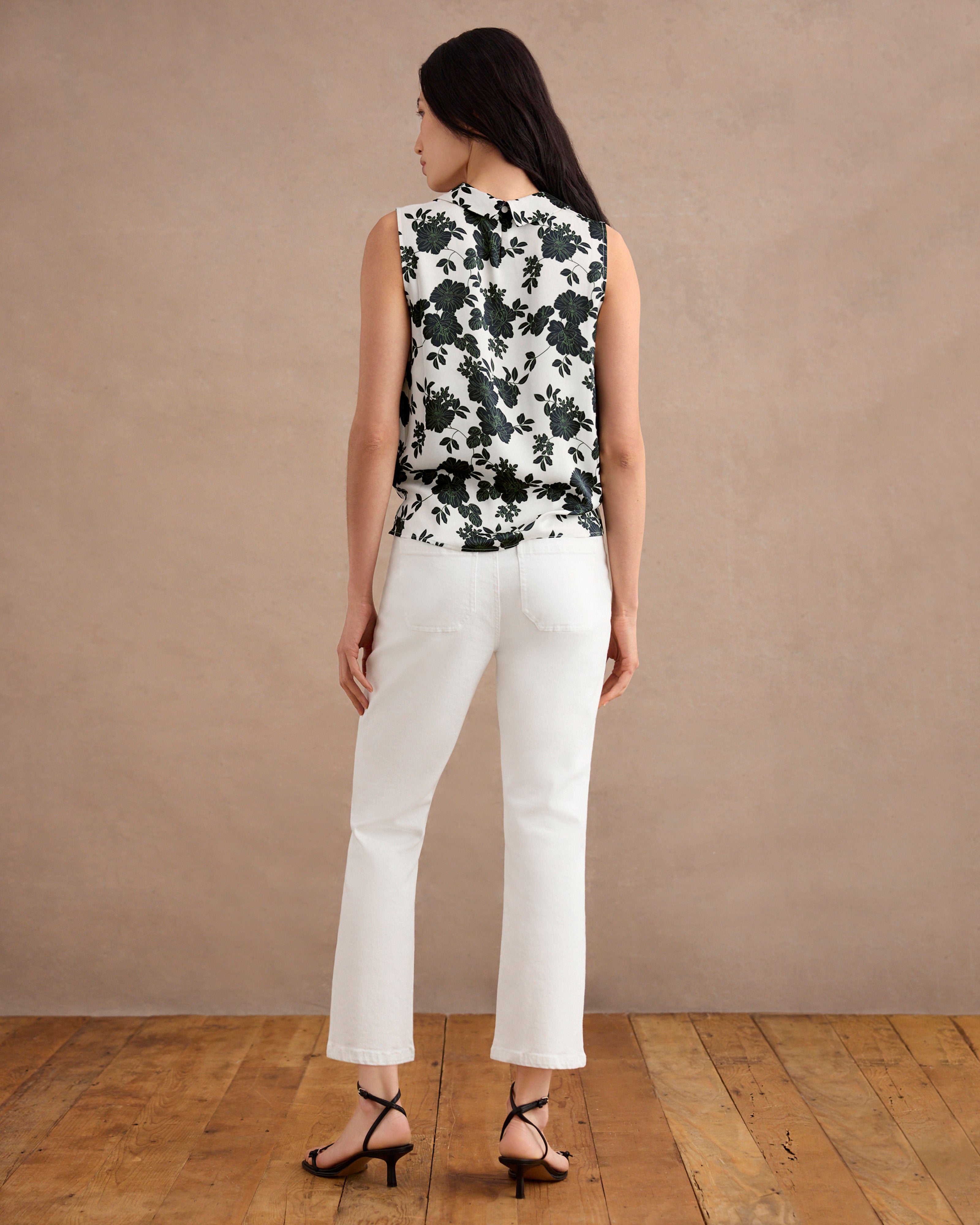 トップス Belly Bijou Women's Sleeveless White and Black Floral Top | BIjou Top | Cabi