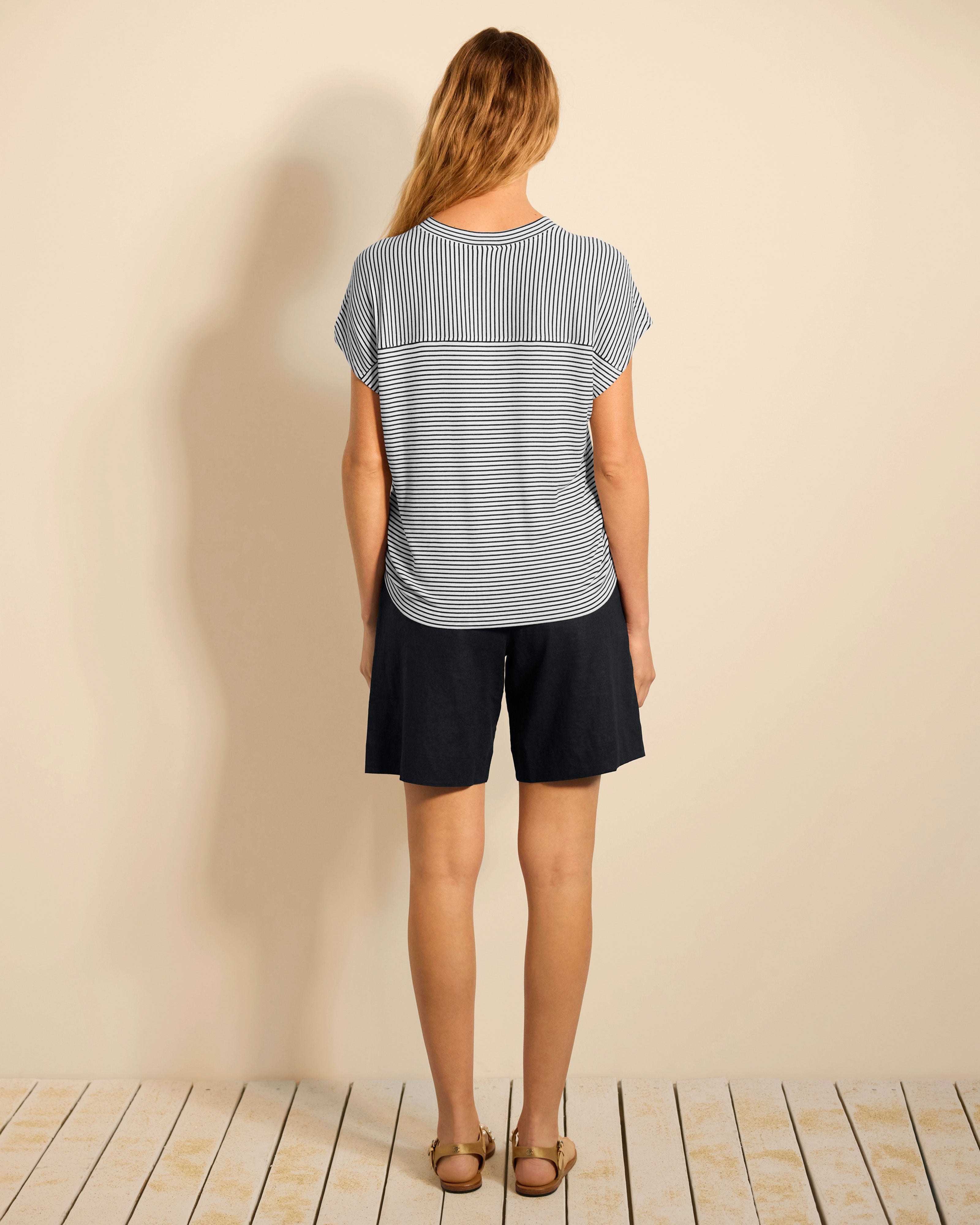 Black and White Striped V-neck T-shirt | Ace Tee | Cabi – Cabi