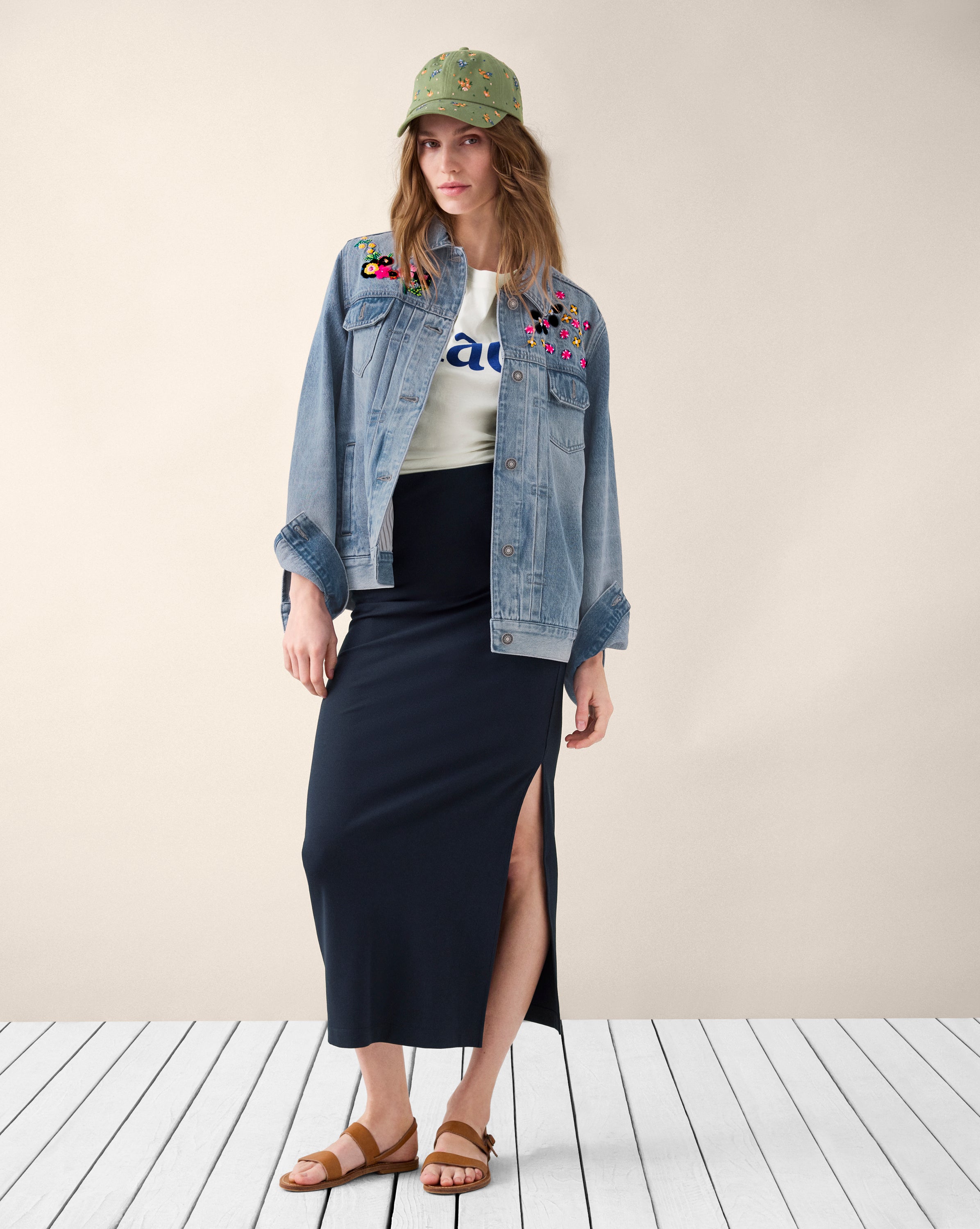 Floral Embroidered Denim Jacket – Cabi Clothing