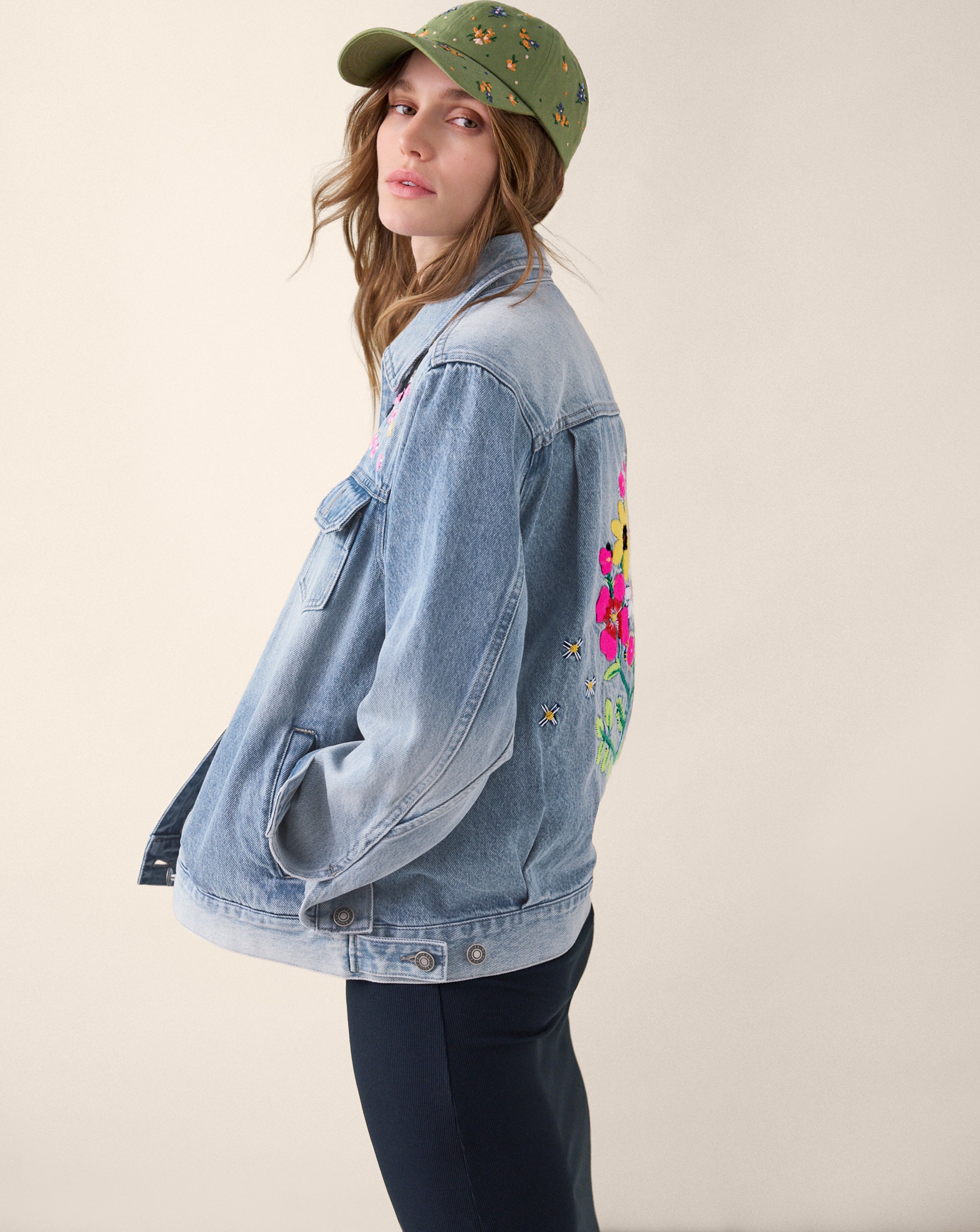 Floral Embroidered Denim Jacket – Cabi Clothing