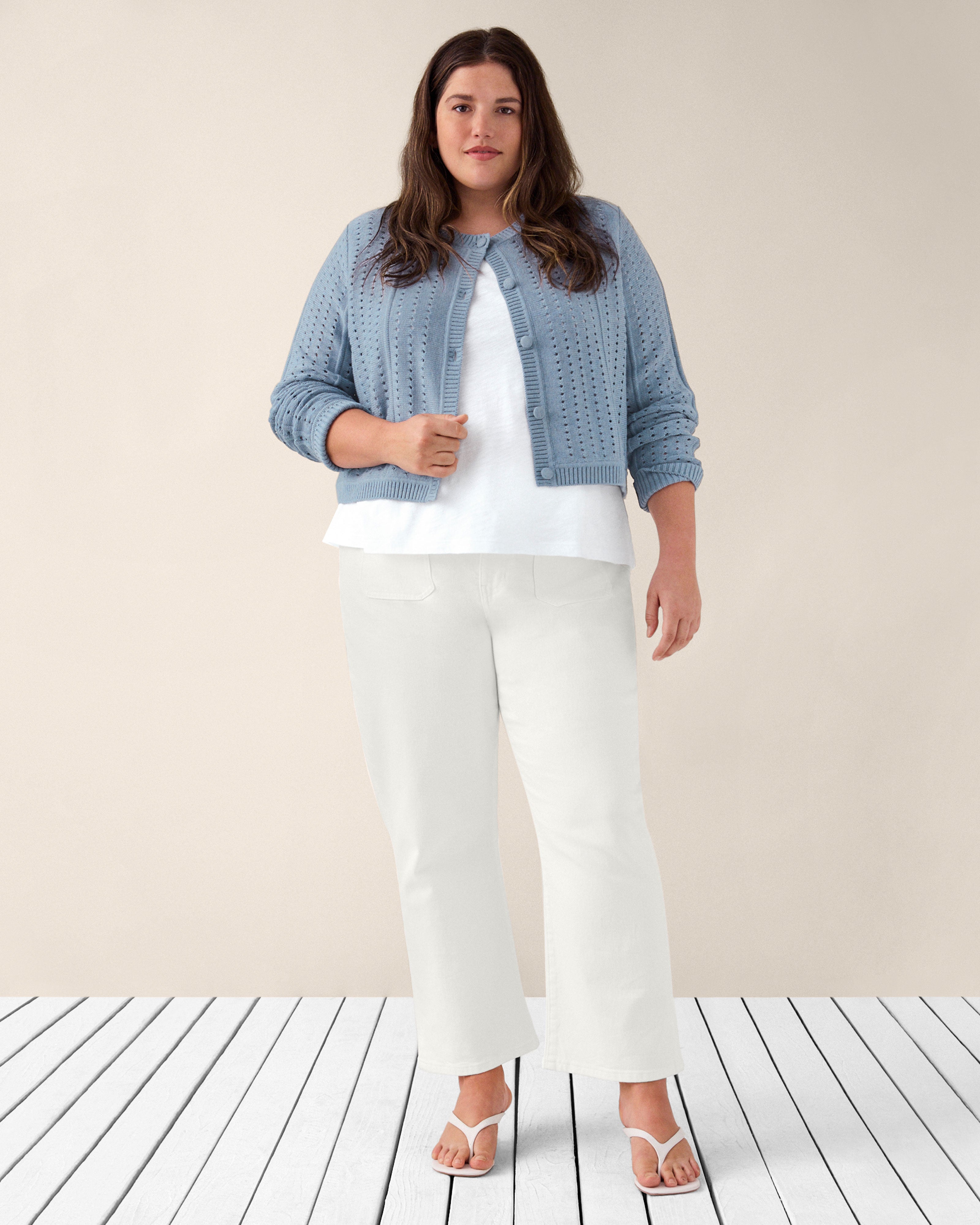 Heather Blue Open Weave Knit Cardigan – Cabi Clothing