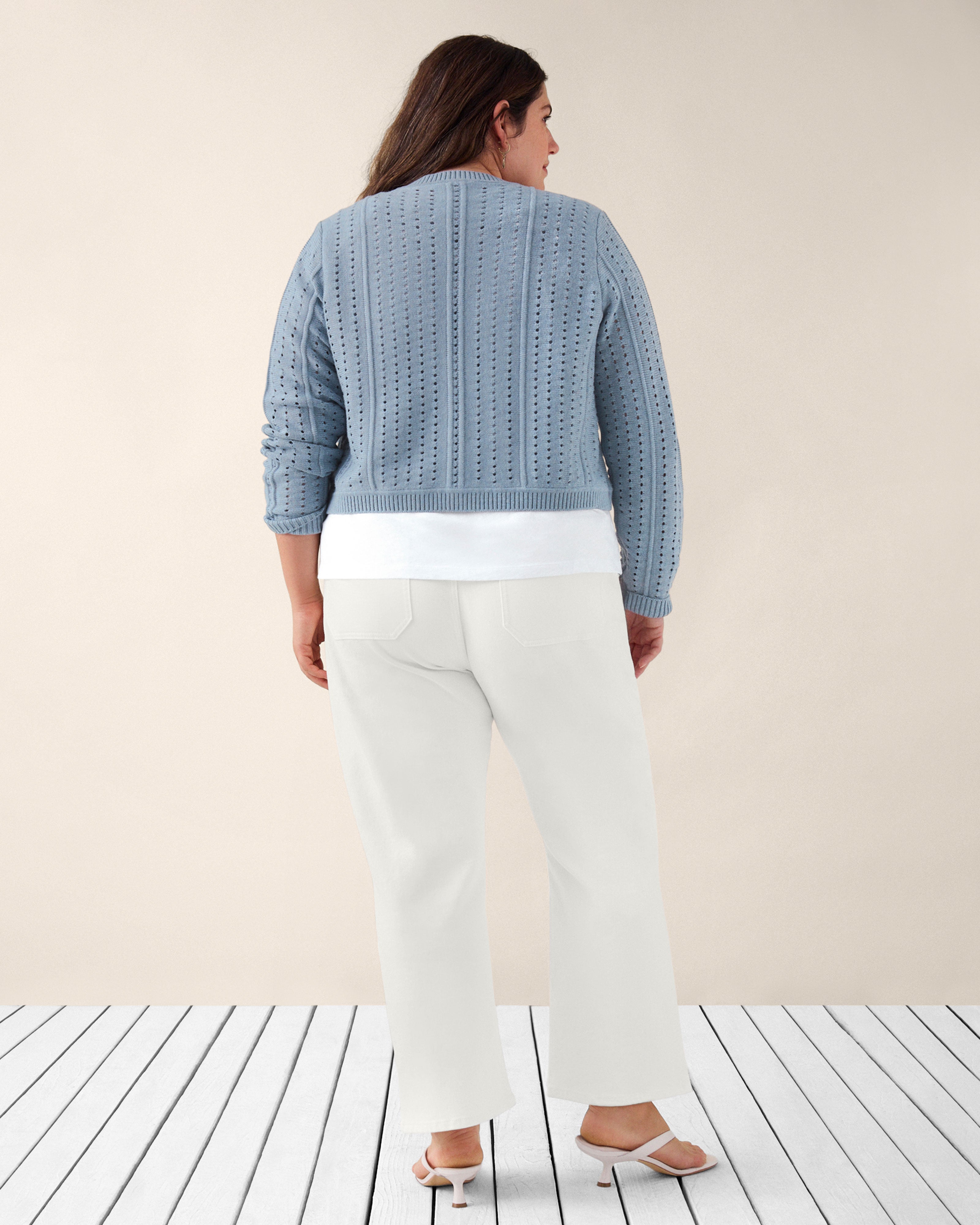Heather Blue Open Weave Knit Cardigan – Cabi Clothing