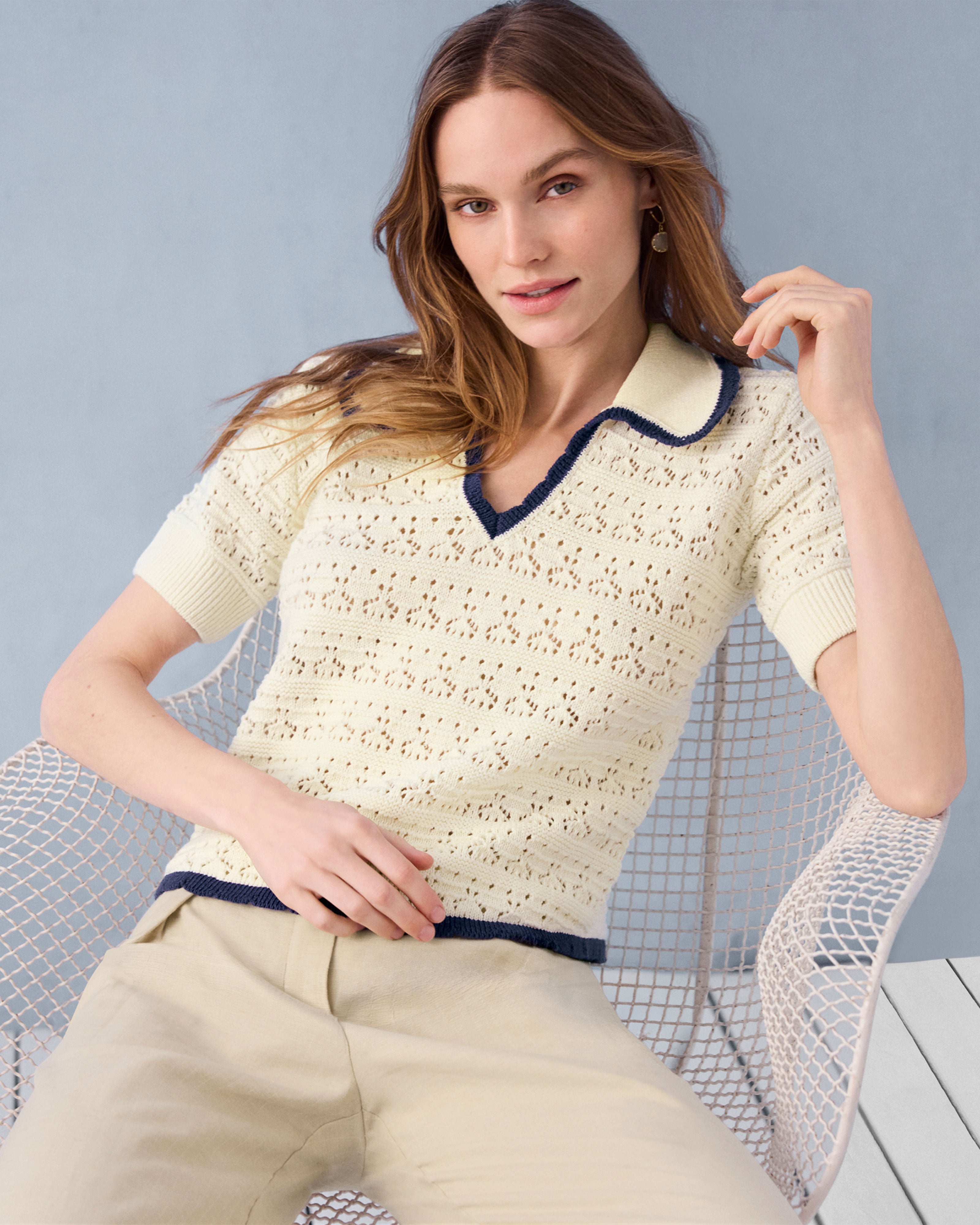 Women's Short Sleeve Crochet Top | Loom Pullover – Cabi Clothing