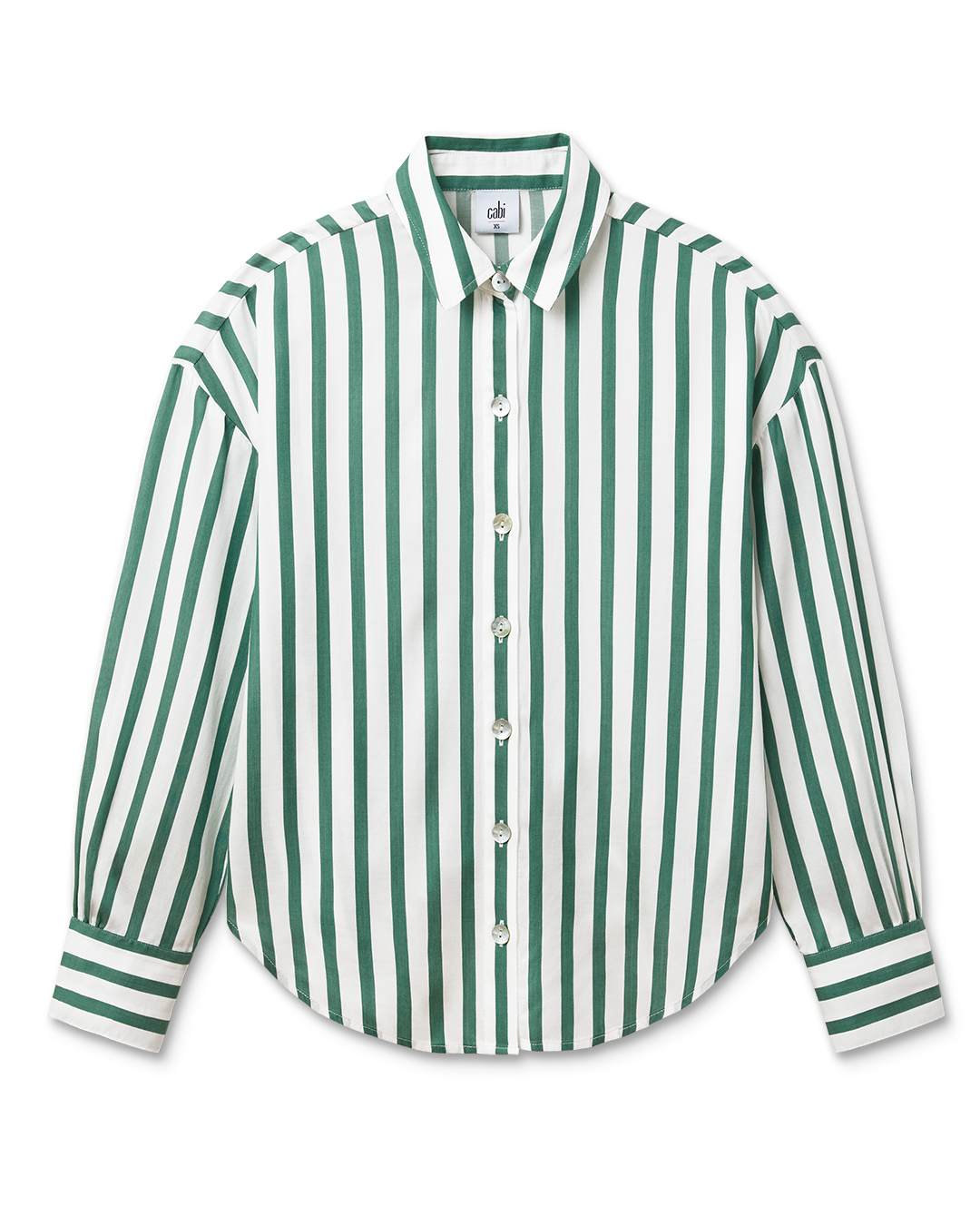 Women's Green and White Striped Shirt | Smitten Shirt Cabi Clothing Women's Green and White Striped Shirt | Smitten Shirt Cabi Clothing