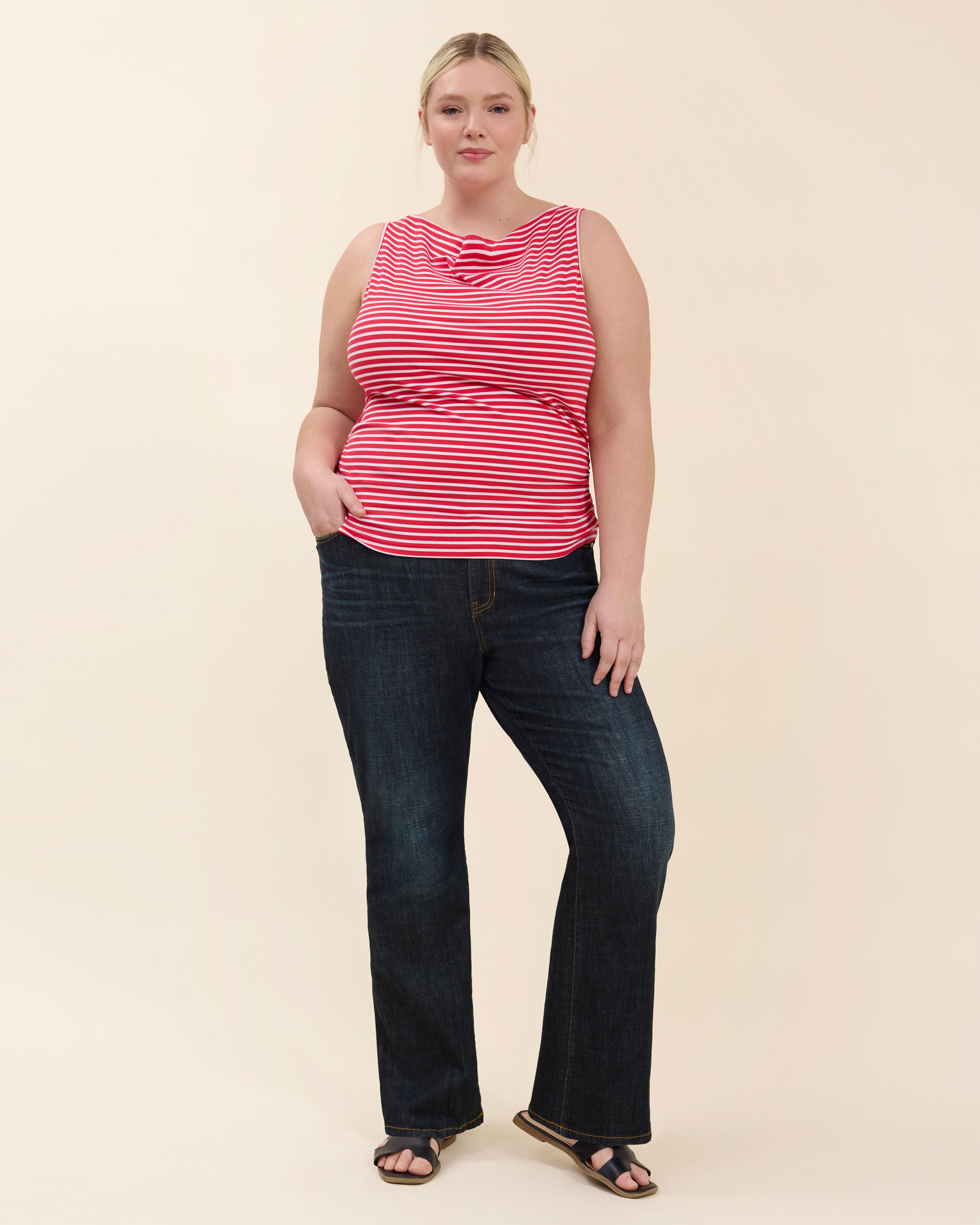 Women's Red and White Striped Tank Top | Windward Tank – Cabi Clothing