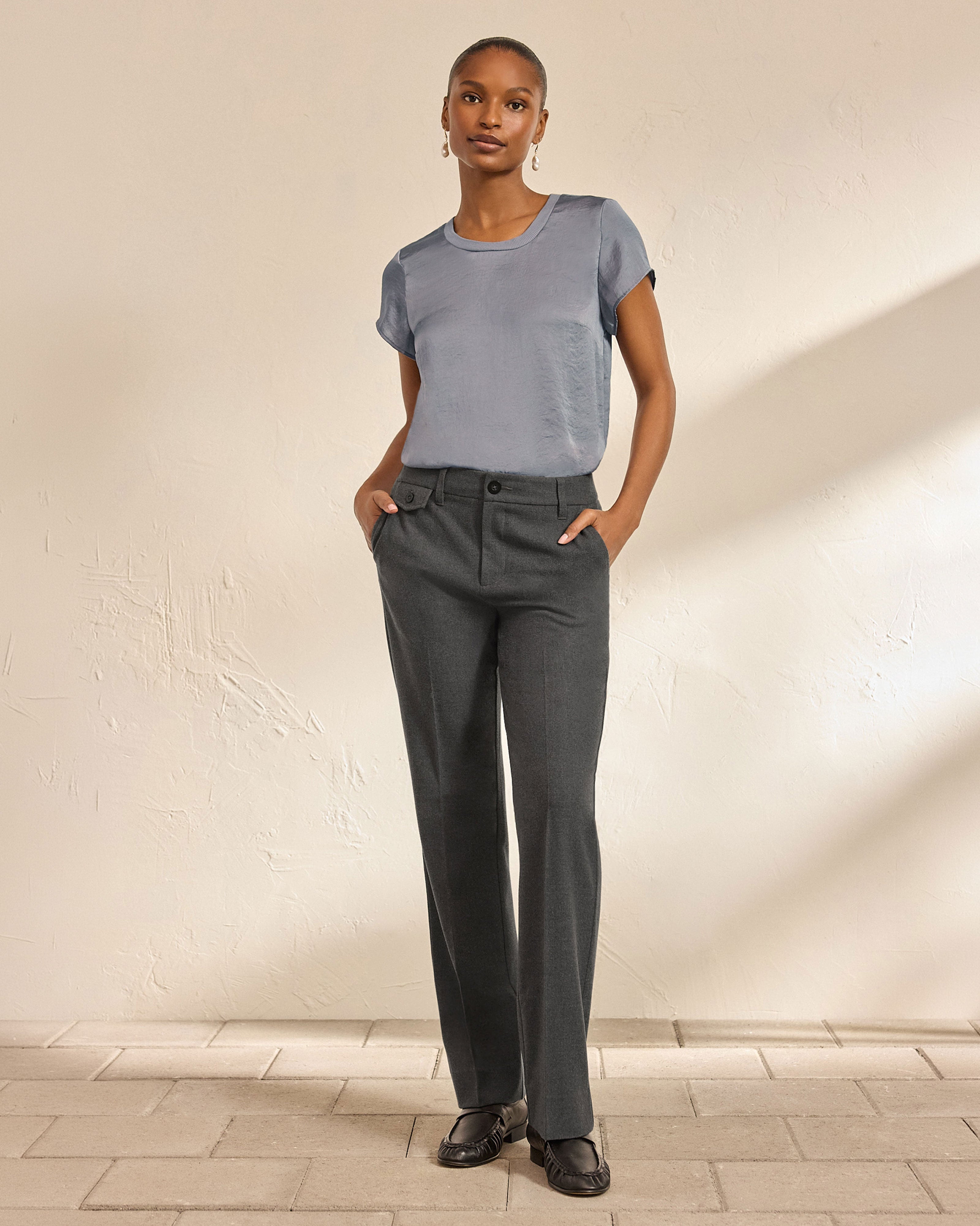 Women's Gray Ribbed Short Sleeve Top | You Complete Me Top – Cabi