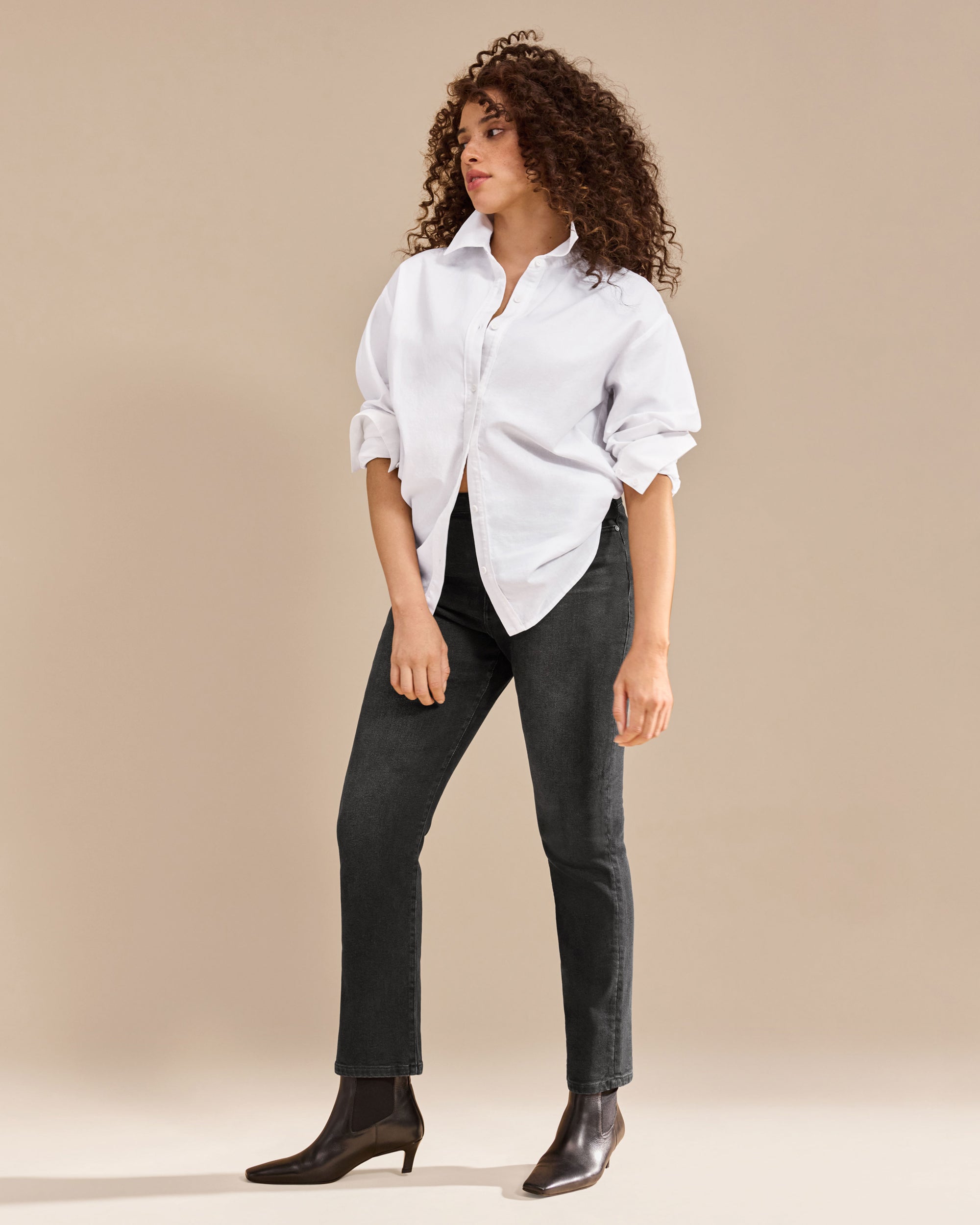 White Linen Blend Shirt