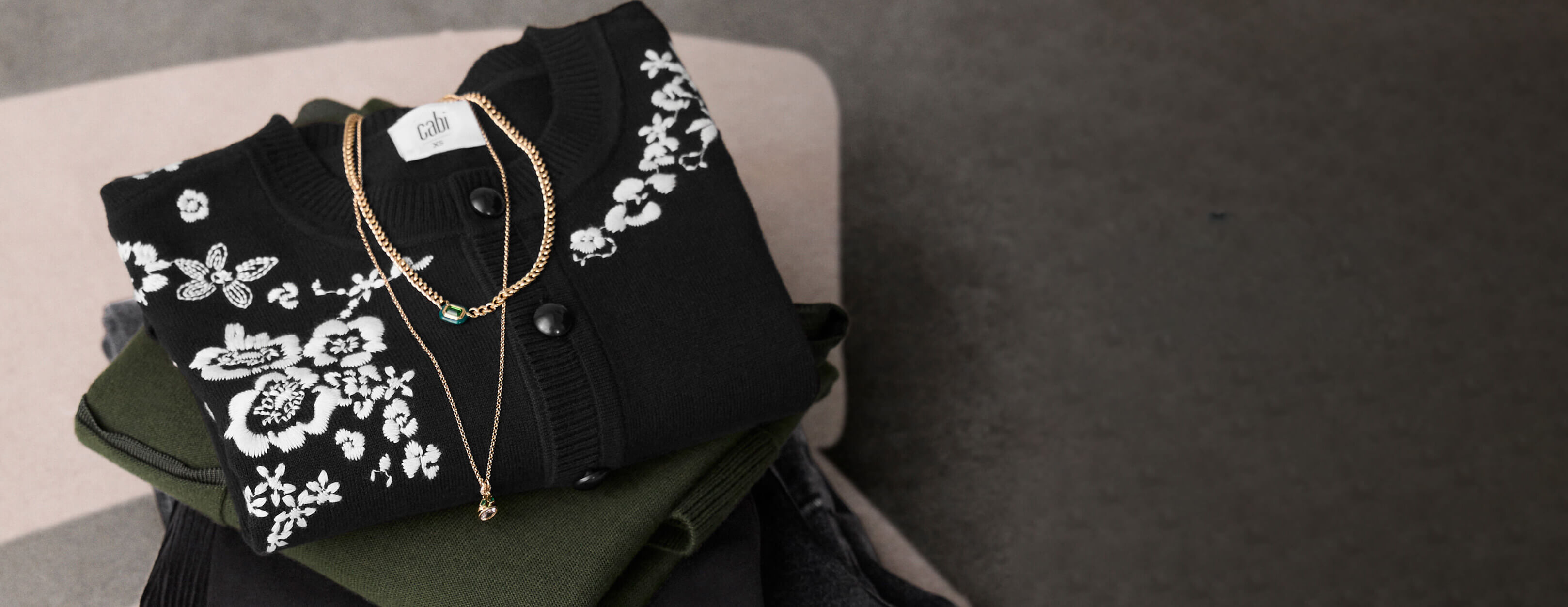 folded clothing items on display